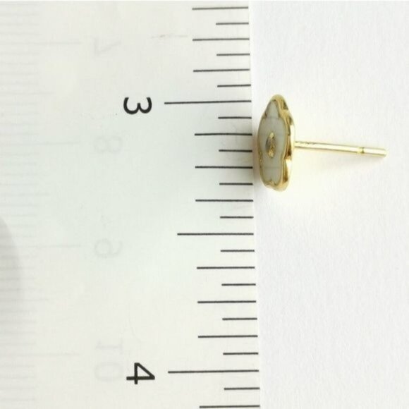 Mother of Pearl Flower earrings with diamond in 14k gold NEW - Picture 6 of 7